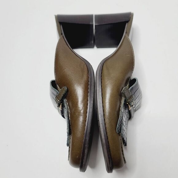 Franco Sarto Brown Croc Leather Slide On Mule Size 8 - Picture 4 of 16